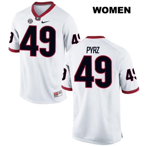 Georgia Bulldogs Women's Koby Pyrz #49 NCAA Authentic White Nike Stitched College Football Jersey WWI8656KL